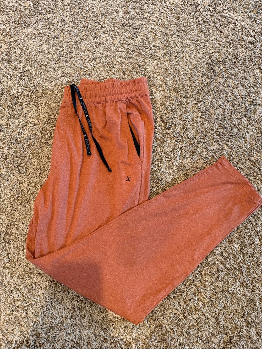 Xersion Men's Rust Orange Jogger Sweatpants with Black Drawstring